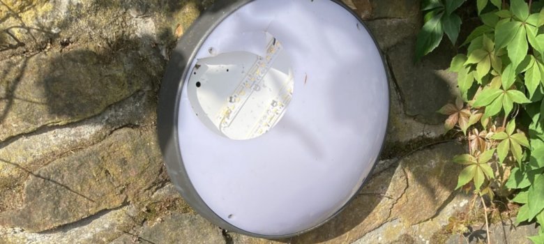The photo shows a damaged light.