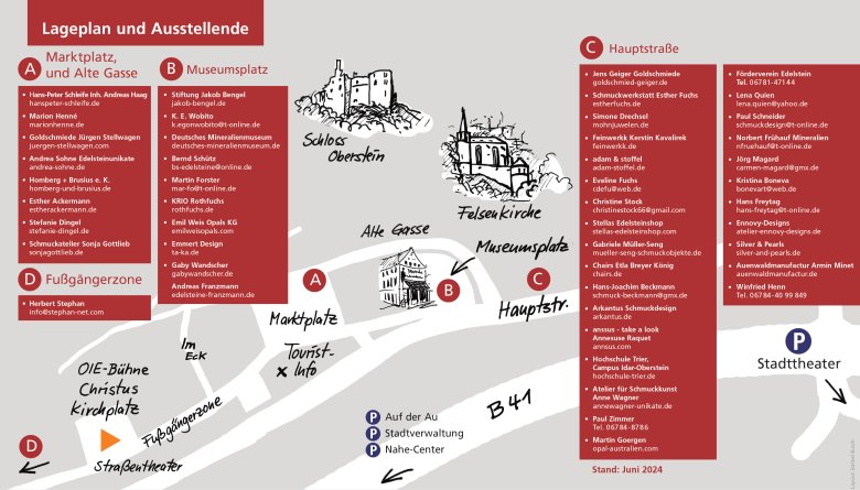 The photo shows the location plan of the exhibitors in the pedestrian zone.